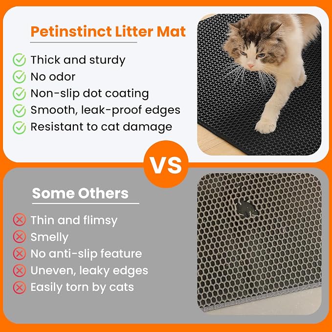 Extra Large Cat Litter Mat, 30x22 Inches Honeycomb Double Layer Cat Litter - Image 3