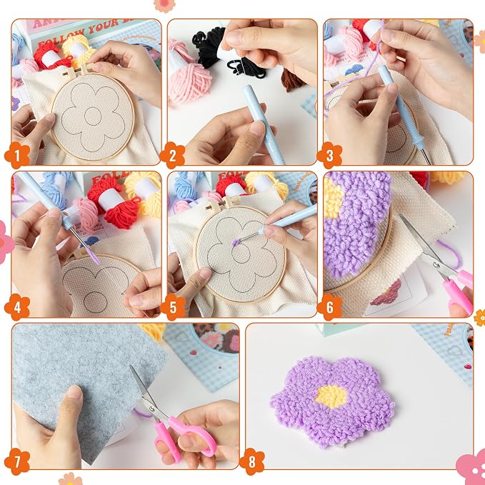 WATINC Flower Punch Needle Coaster Kit - Image 3