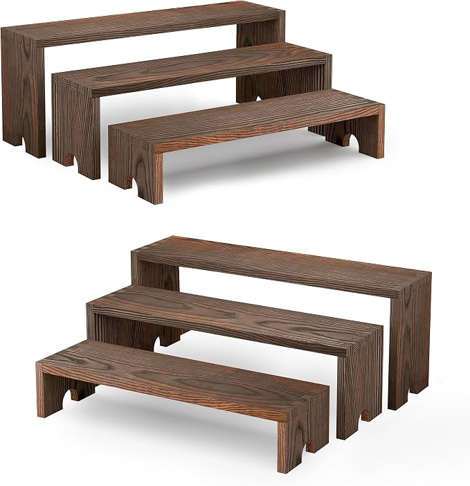 2 Set Wooden Cupcake Stand for Decor, 3 Tiered Stackable Display Risers by Nyamofly