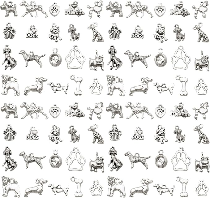 WOCRAFT 60pcsAntique Silver Dogs Charms Bracelet Charms by WOCRAFT