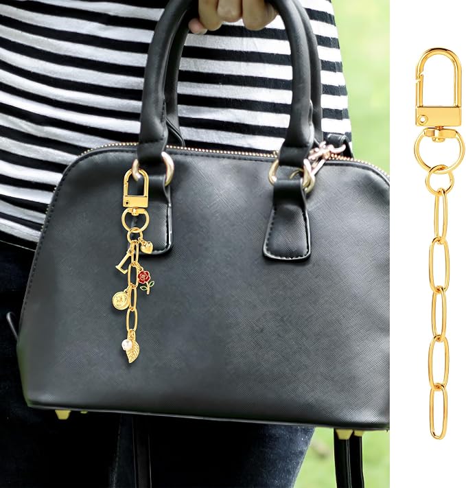 20pcs Gold Keychain Making Kit, Key Ring Swivel Snap Hook Chains, Alloy - Image 4