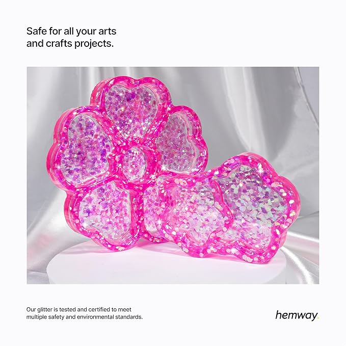 Hemway Glitter for Resin 100g Baby Pink Iridescent Metallic Crystals for Epoxy Craft Super Chunky Flakes Tumblers Wax Melt