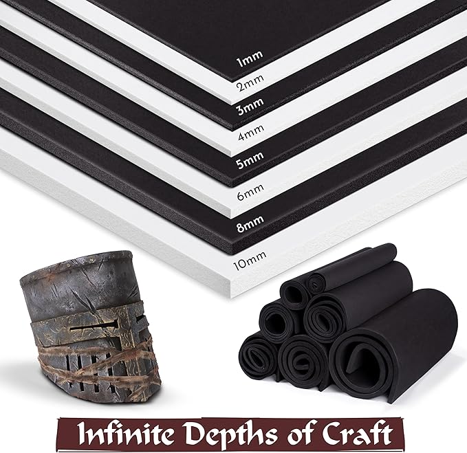 2-Pack Shape Retention EVA Cosplay Foam - 3mm Thick (Black) 14x39 inch High Density EVA Craft Foam Sheets - Premium 85 kg/m3 Heat Shape Material for DIY, Comic, Con or Halloween Costumes - The Foamory