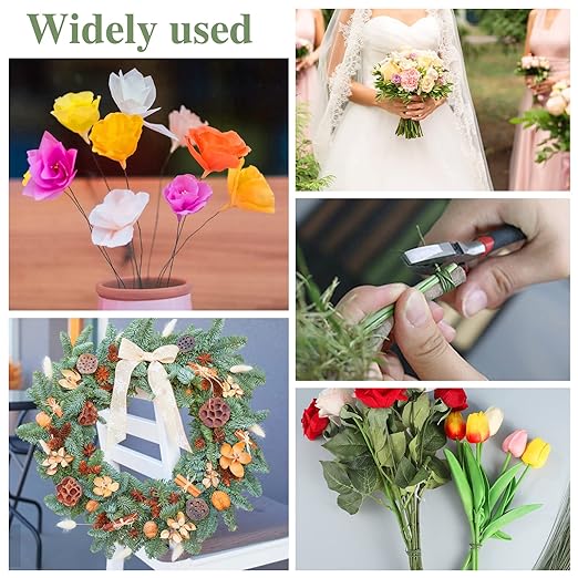 200 Pcs Floral Wire 26 Gauge Crafts Florist Green Floral Wire for Crafts Bouquet Stem Wreath Making Flower Arrangement Supplies (Green,14 Inch)