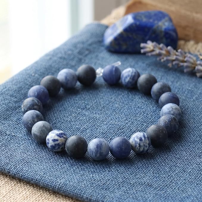 36pcs Natural Matte Olded Blue Sodalite Gemstone Beads，10mm Frosted Round Loose - Image 4