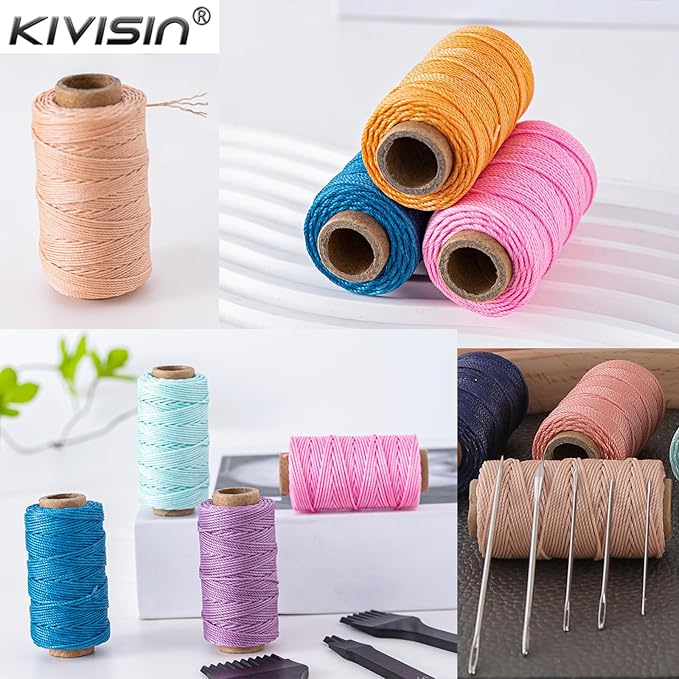 12 Colored Round Waxed Thread 0.8mm, 35 Yards per Spool, 3 Ply Polyester Wax Cord Strings for Hand Sewing, Beading, Bookbinding, Basket Weaving, Micro Macrame Bracelets and Jewelry Making