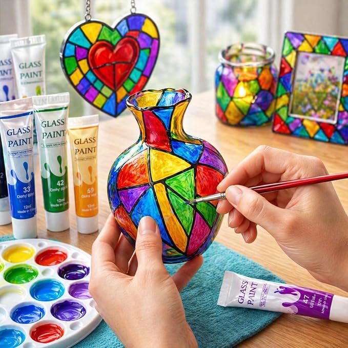 Acrylic Glass Paint Kit Transparent Stained Glass Paint - Image 8