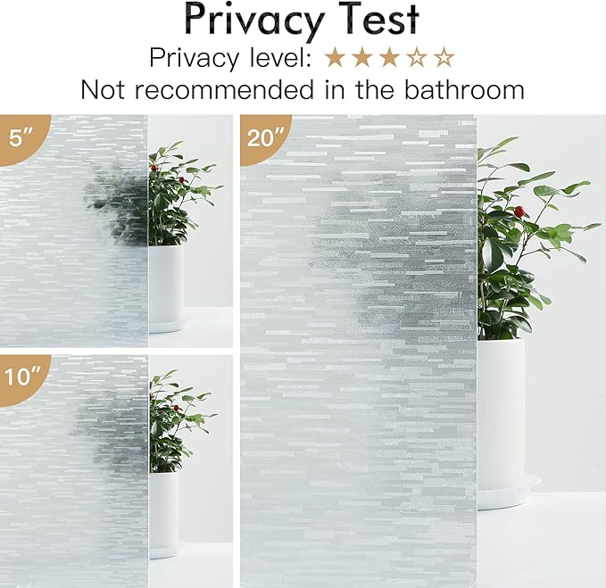 Haton Window Privacy Film, Frosted Glass Static Cling Sun Heat Blocking Window Clings, Frosting Opaque Coverings, Vinyl Removable Stickers Tint for Home Door Office, Non Adhesive 29.5" x 118.1"