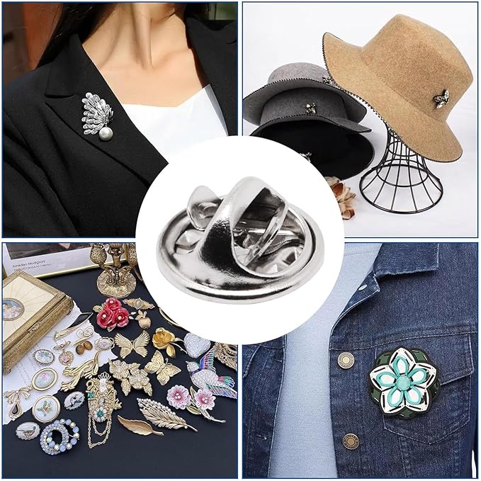 100pcs Pin Backs, Blank Pins Scatter Butterfly Clutch Pin Holder Enamel Pin Locking Backs Tie Tacks Jewelry Pin Backings Clasp for Brooch Lapel Hat Uniform Badges Tie Tack (Silver)