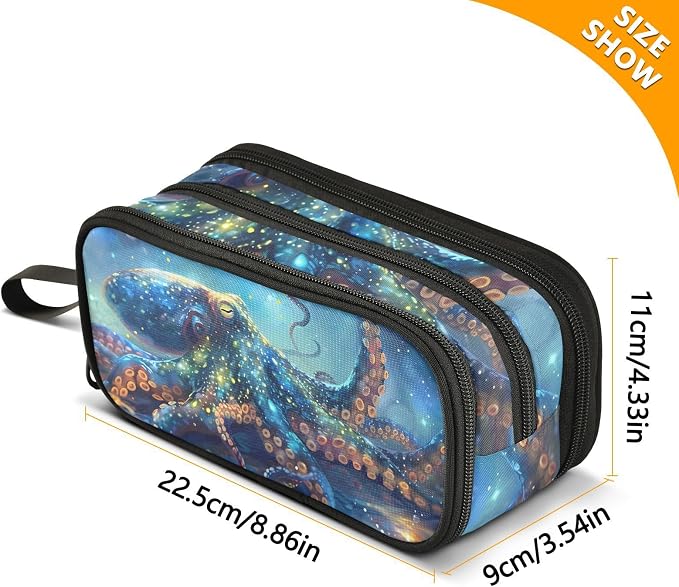 Octopus Galaxy Pencil Case Box Boys Girls Large Pencil Pouch - Image 4