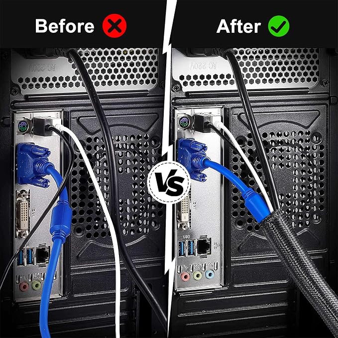 1/8” Cable Management Loom Wrap Sleeve Cord Wire Hider Organizer Covers | - Image 5