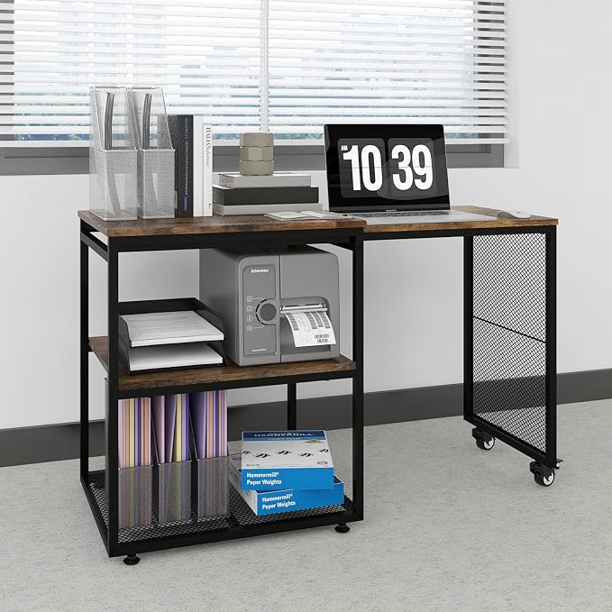 Natwind 24''x20'' Large Printer Stand, Extendable Home Craft Table, Retro | - Image 2