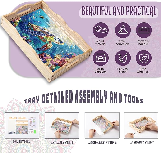 EWJRNSF Diamond Art Kits for Adults Wooden Serving Trays - Image 3