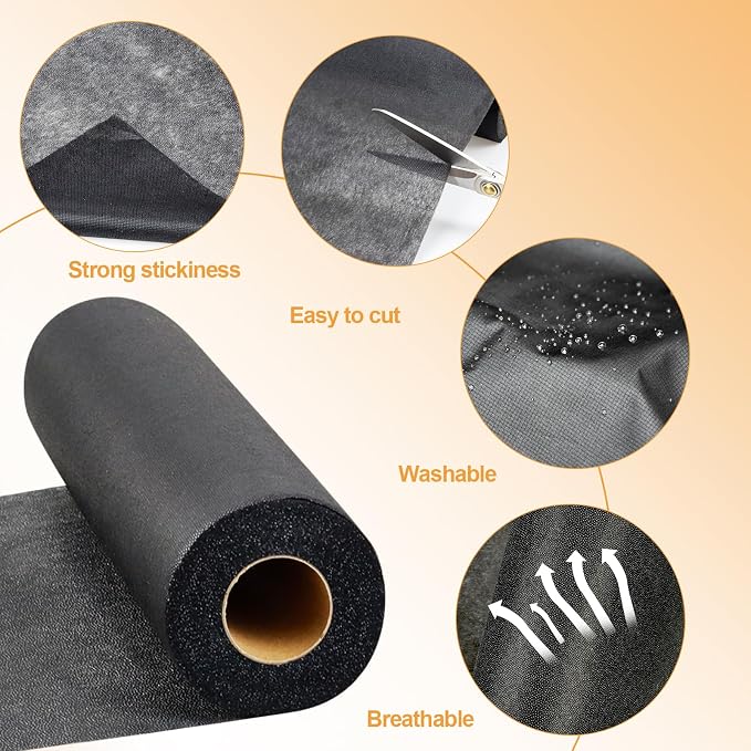 PLANTIONAL Medium Weight Black Iron-On Non-Woven Fusible Interfacing: 11.6" x - Image 4