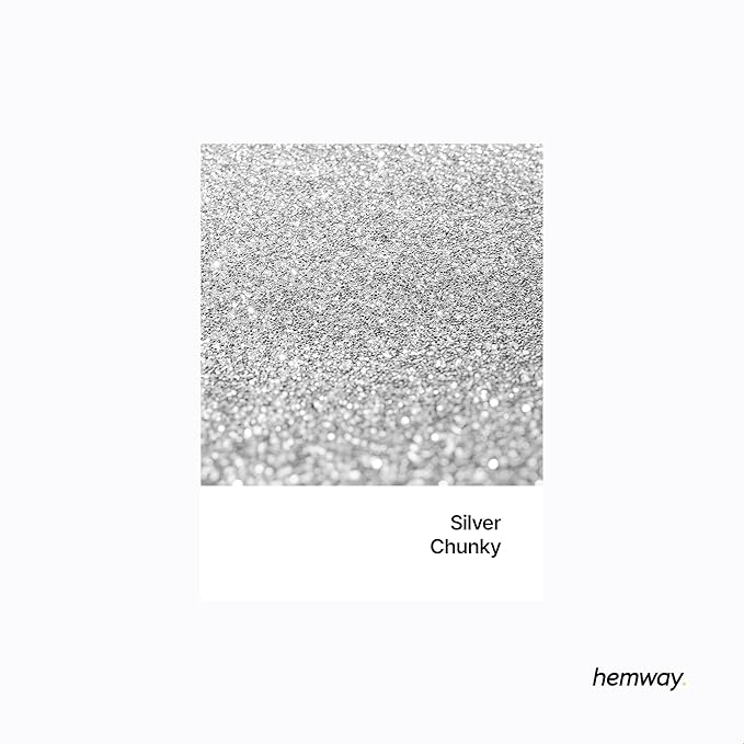 Hemway Polyurethane & Epoxy Resin Glitter 100g / 3.5oz Metallic Crystal Flake Additive for Flooring Jewelry Tumblers Glass Pigment - Chunky (1/40" 0.025" 0.6mm) - Silver