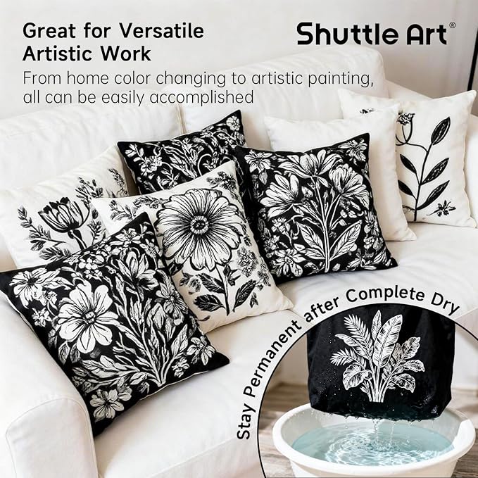Shuttle Art Black Fabric Paint, 16.9 oz Permanent Fabric Paint - Image 5