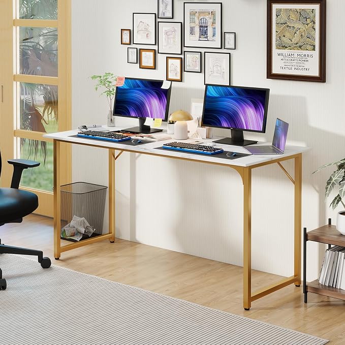 PayLessHere | 55 Inch Computer Desk | White Gold | Office Desk - Image 2