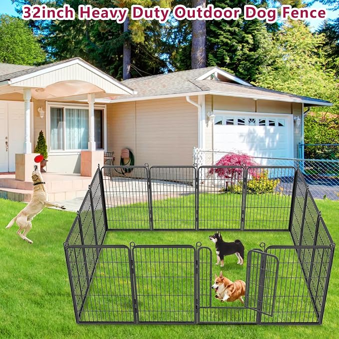 Dog Playpen Outdoor Dog Fence for Yard, 32inch 24 Panels Dog Pens Outside - Image 2