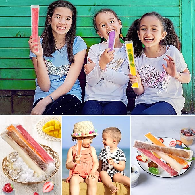 FEBSNOW 120 Disposable Ice Popsicle Mold Bags Freezer Tubes - Image 5