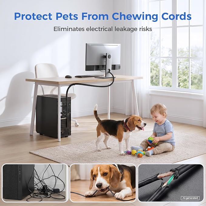 Delamu 30ft - 1/2 inch Cable Sleeve Cord Protector from Pets No Chew, - Image 7
