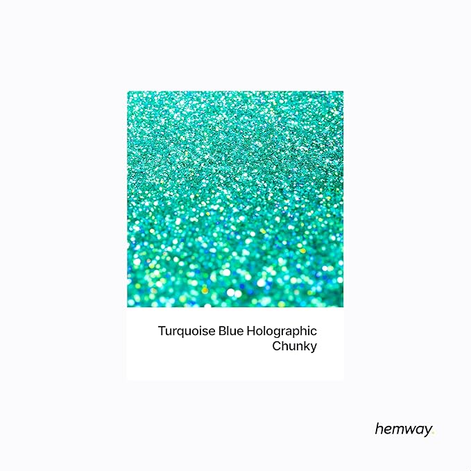 Hemway Polyurethane & Epoxy Resin Glitter 100g / 3.5oz Metallic Crystal Flake Additive for Flooring Jewelry Tumblers Glass Pigment - Chunky (1/40" 0.025" 0.6mm) - Turquoise Blue Holographic