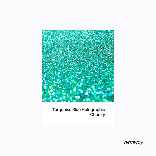 Hemway Polyurethane & Epoxy Resin Glitter 100g / 3.5oz Metallic Crystal Flake Additive for Flooring Jewelry Tumblers Glass Pigment - Chunky (1/40" 0.025" 0.6mm) - Turquoise Blue Holographic