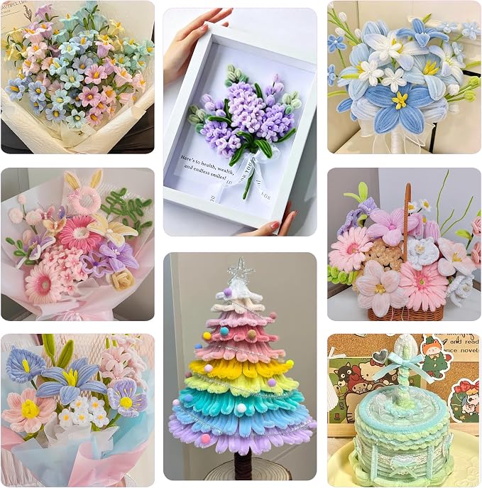 800 PCS Pipe Cleaners Craft, Pipe Cleaners Flowers Kit - Image 6