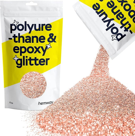 Hemway Polyurethane & Epoxy Resin Glitter 100g / 3.5oz Metallic Crystal Flake Additive for Flooring Jewelry Tumblers Glass Pigment - Fine (1/64" 0.015" 0.4mm) - Rose Gold