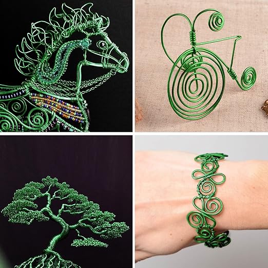 Aluminum Craft Wire, 32.8 Feet 3.0 mm/ 8 Gauge Green Bendable Soft Metal Aluminum Wire Roll Bulk for DIY Crafts Sculpting Jewelry Making