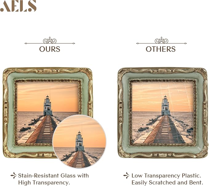 AELS 4x4 Inch Vintage Picture Frame, Elegant Antique Square Photo Frames - Image 3