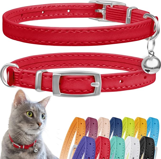 CollarDirect Leather Cat Collar, Cat Safety Collar by CollarDirect