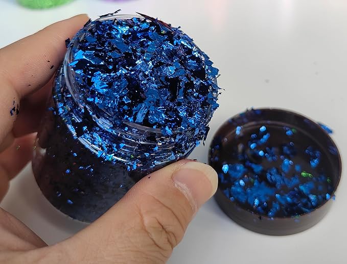 Gilding Flakes,Gold Foil Flakes for Resin,Blue Red Purple Pink Metallic Foil Flakes for Resin Jewelry Making,Nails,Painting Art,Crafts and Slime (Dark Blue)