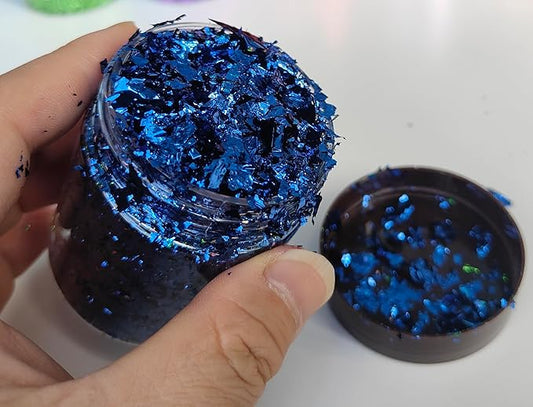 Gilding Flakes,Gold Foil Flakes for Resin,Blue Red Purple Pink Metallic Foil Flakes for Resin Jewelry Making,Nails,Painting Art,Crafts and Slime (Dark Blue)