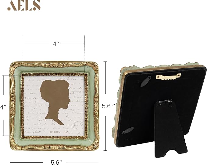AELS 4x4 Inch Vintage Picture Frame, Elegant Antique Square Photo Frames - Image 2