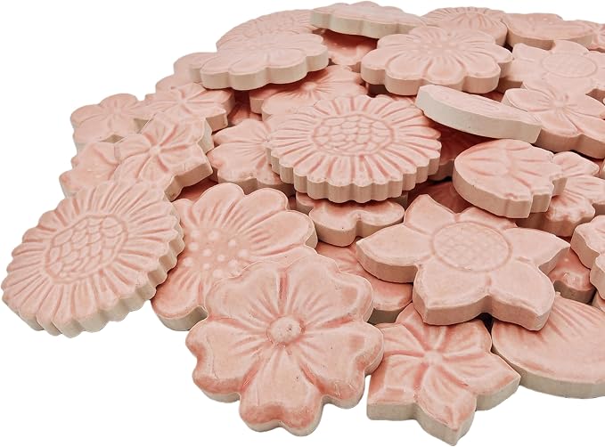 500g/1.1lb Ceramic Mosaic Tiles Mixed Shapes of Flowers, Mushrooms - Image 2
