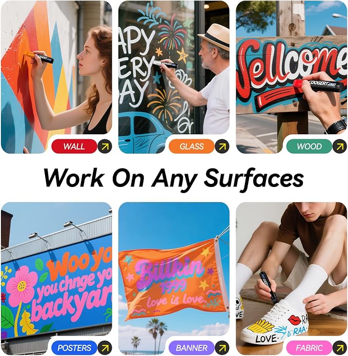 Coogert 16 Colors Jumbo Poster Markers, 15MM Thick Permanent Acrylic Graffiti - Image 4