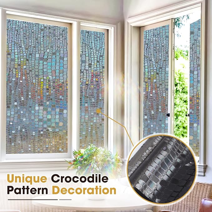 Windimiley Window Privacy Film 3D Rainbow Stained Glass Static Clings Bathroom - Image 8