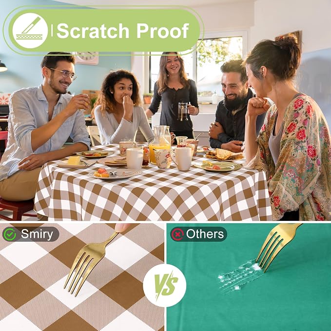 Smiry Plastic Table Cloth, Waterproof Vinyl Tablecloth - Image 6