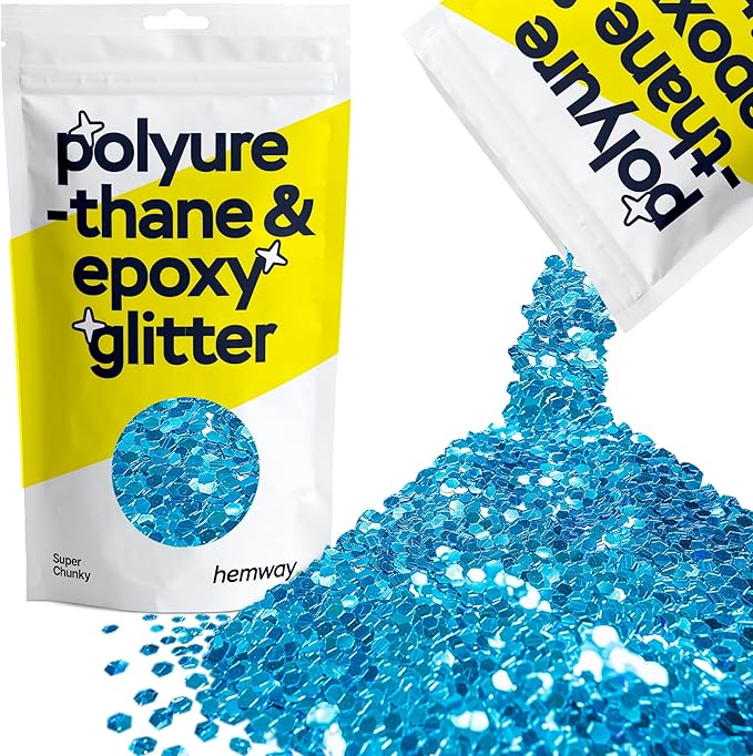 Hemway Glitter for Resin 100g Ocean Blue Metallic Crystals for Epoxy Craft Super Chunky Flakes Tumblers Wax Melt