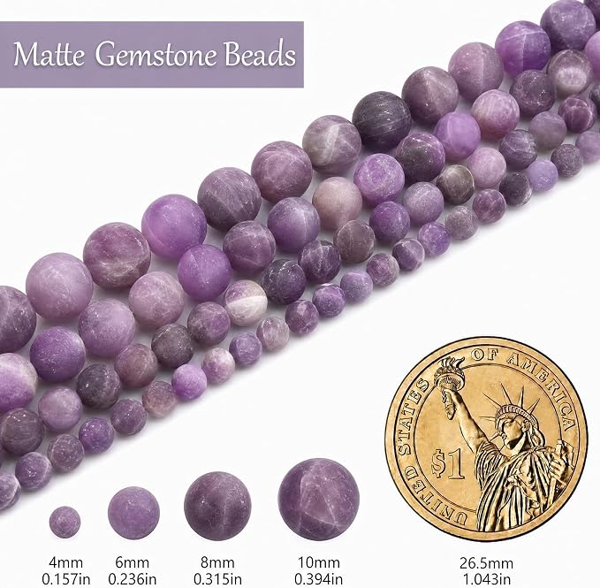 8mm Matte Amethyst Bead, 15-Inch Matte Round Loose Stone Beads - Image 3