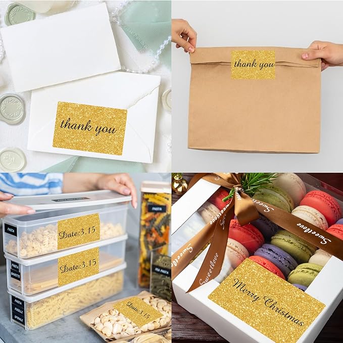 2" x 3" Glitter Gold Thermal Label Stickers,Waterproof Thermal Printer Sticker Labels for Gift Wrapping, Self-Adhesive Name Price Tag DIY Custom Logo Design (280 pcs,Silver)