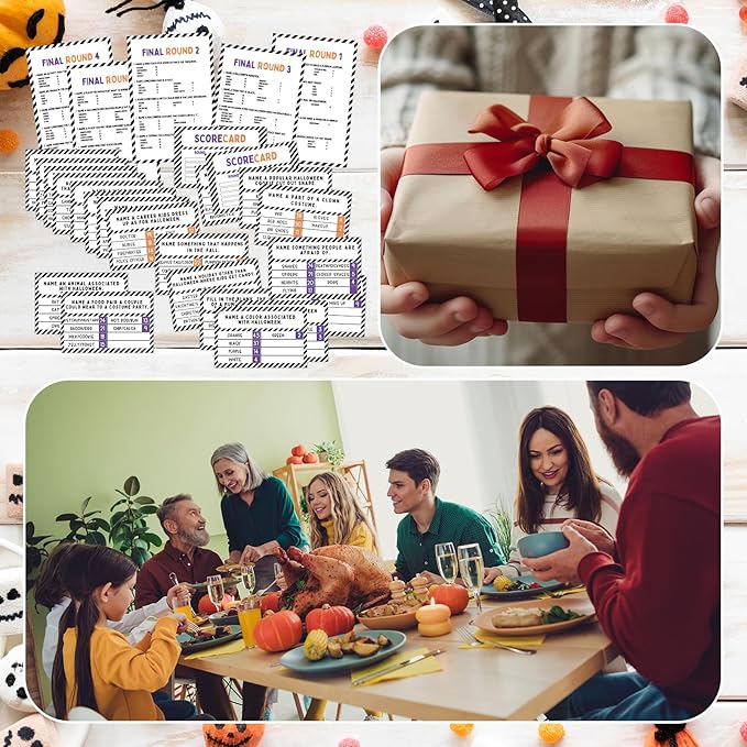 Halloween Party Friendly Feud Game with 2 Answer Buzzers, Team Building Feud Cards for Holiday Game Night Fun Trivia Quiz for Groups Office Class