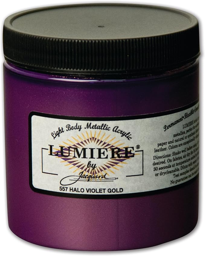 Jacquard Lumiere 8oz Fabric Paint Halo Violet Gold by Jacquard