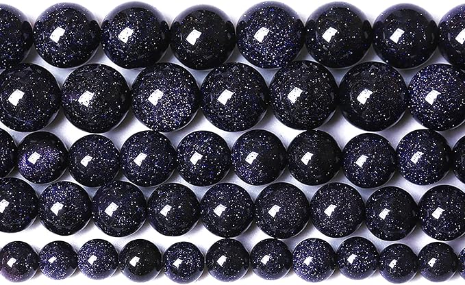38PCS 10mm Blue Sandstone Gemstone Beads Beads Natural Stone Round Loose Beads for Jewelry Making DIY Bracelet Necklace 15" Inch