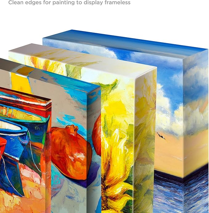Creative Mark The Edge Deluxe Cotton 1-1/2" Deep Stretched Canvas for Painting, 10x60" Pack of 3, 14oz. Primed Weight, Universal Archival Priming, Medium Tooth, Hand-Stretched Canvas for Painters