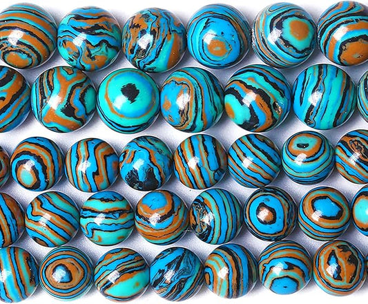 6MM Blue Malachite Beads Natural Stone Energy Healing Beads Round Loose Beads for Jewelry Making Bracelet 120pcs 2 Strands 32"