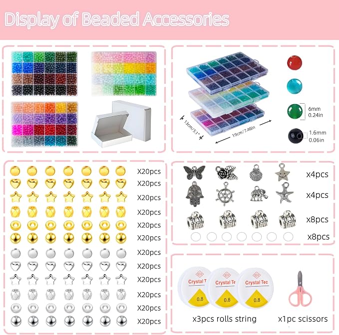 REVKI 72 Colors 6mm Glass Beads - Image 3