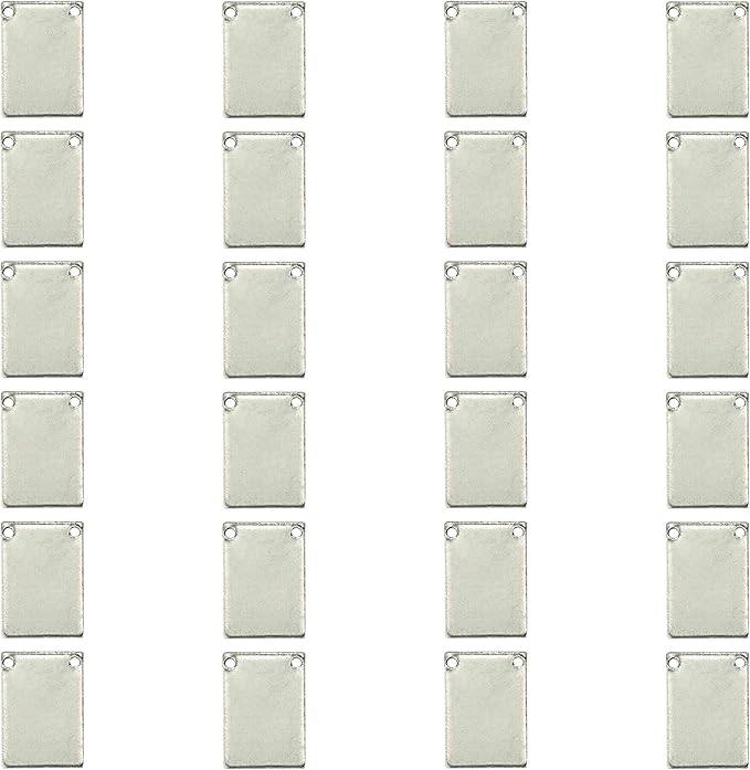 ImpressArt - Premium Metal Stamping Rectangle Blanks for Metal Stamping and Jewelry Making (24 Pack) (7/16" x 3/4" Rectangle w/ 2 Holes, Alkeme)