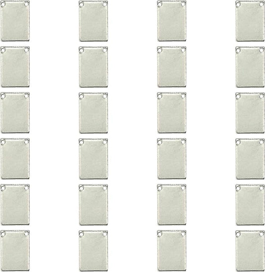ImpressArt - Premium Metal Stamping Rectangle Blanks for Metal Stamping and Jewelry Making (24 Pack) (7/16" x 3/4" Rectangle w/ 2 Holes, Alkeme)