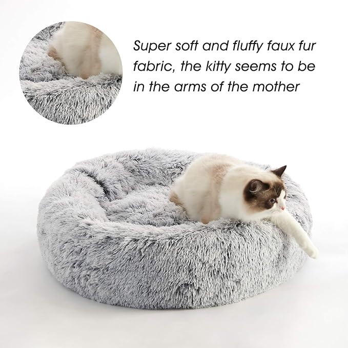WESTERN HOME WH Calming Soft Round Dog & Cat Bed, Anti-Anxiety Donut Cuddler - Image 2
